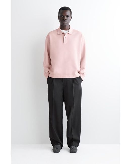 COS Pink Washed-Cotton Polo Sweatshirt for men