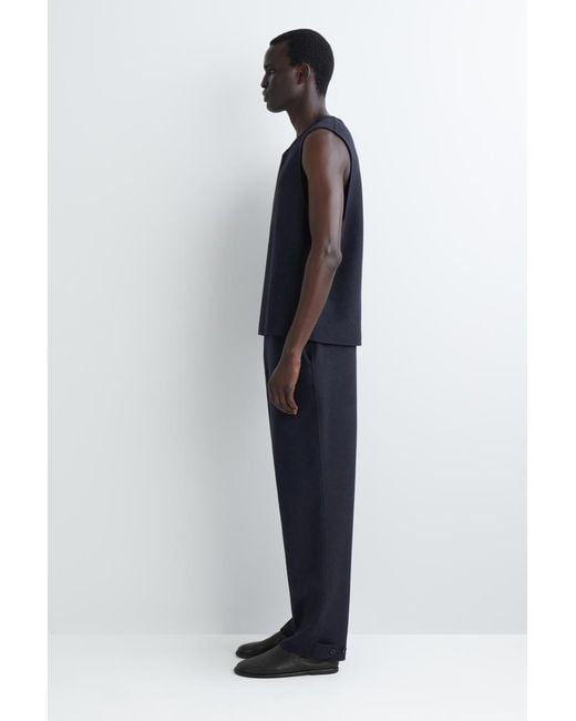 COS Blue Double-Faced Wool V-Neck Vest for men