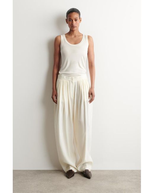 COS White Scoop-Neck Silk-Jersey Tank Top