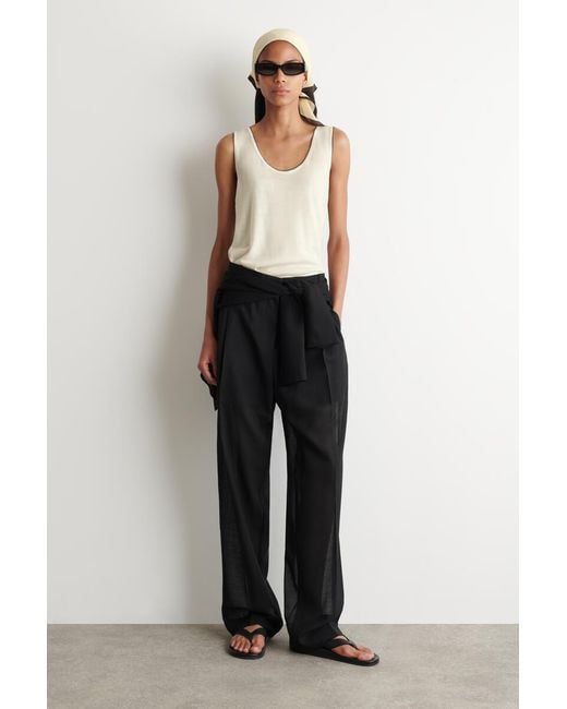 COS Natural Contrast-Tipped Knitted Wool Tank Top