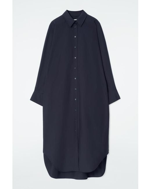 COS Relaxed Cotton Shirt Dress in Blue | Lyst