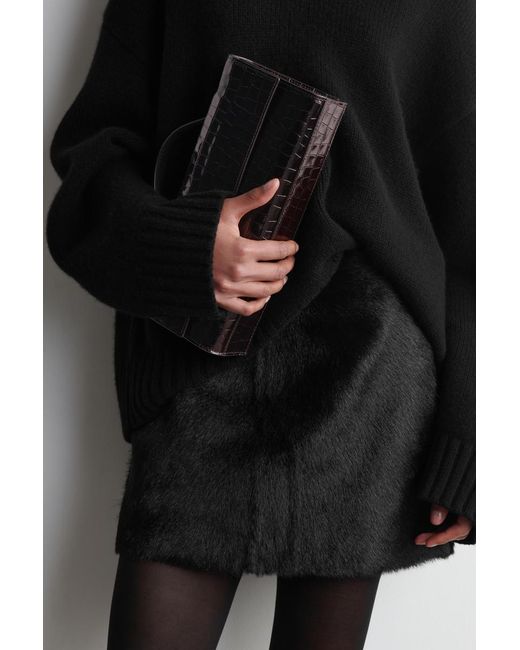 COS Black Pony Hair-Effect Leather Mini Skirt