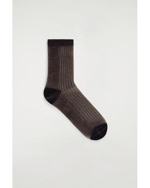 COS Red Ribbed Sheer Socks