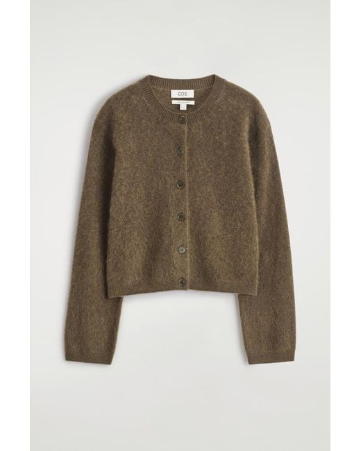 トップス Brushed Cashmere Cardigan COS Pure Brushed-cashmere Cardigan in Natural | Lyst