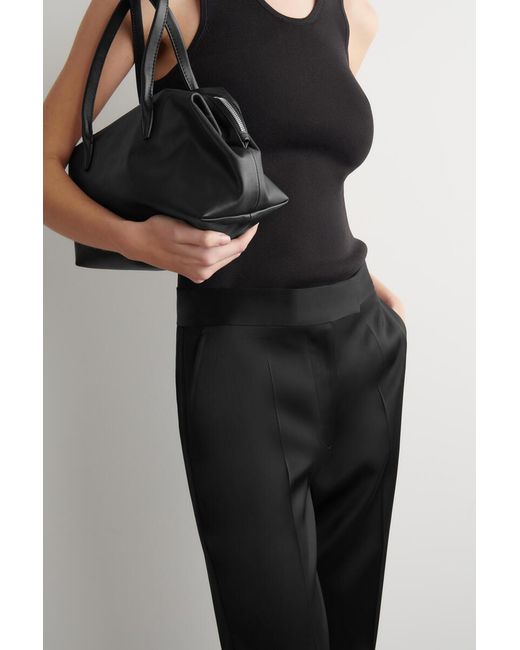 COS Black Tailored Satin Straight-Leg Trousers
