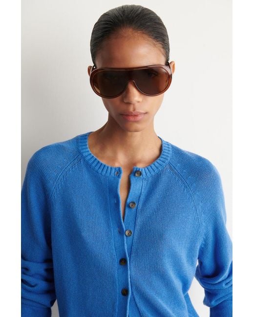 COS Blue Knitted Linen Cardigan