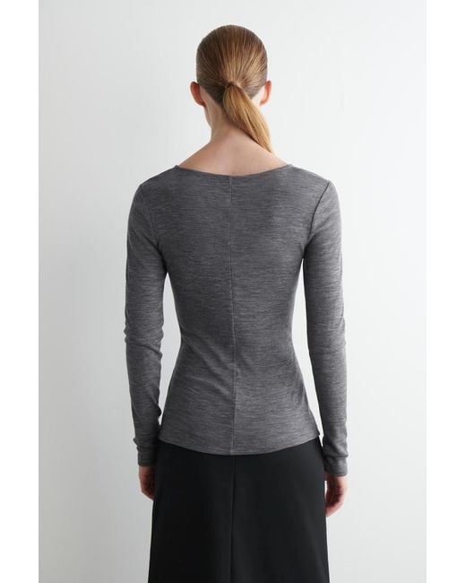 COS Gray Merino Wool Scoop-Neck Top