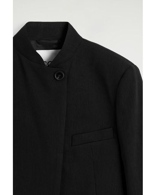 COS Black Cropped Structured Linen Blazer