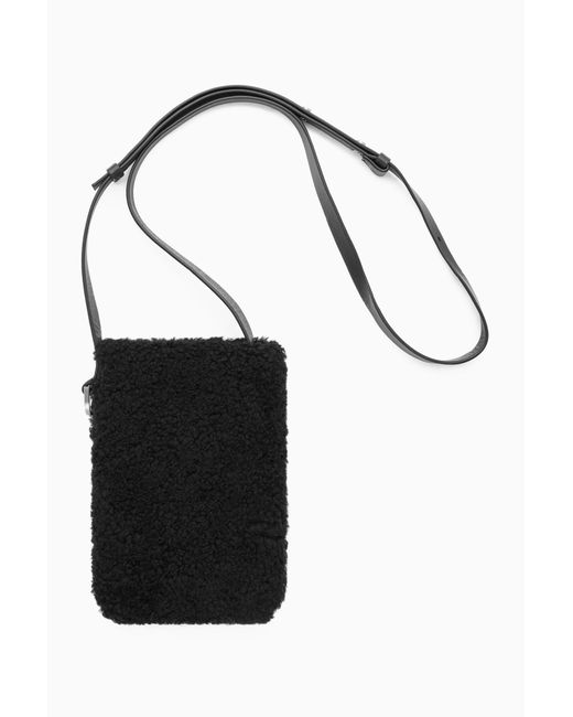 COS Crossbody Pouch Shearling in Black for Men Lyst