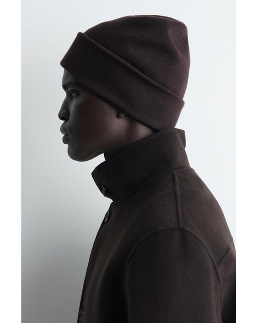 COS Brown Double-Faced Wool Beanie for men