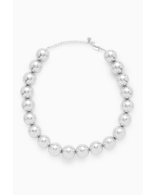 COS White Chunky Beaded Necklace