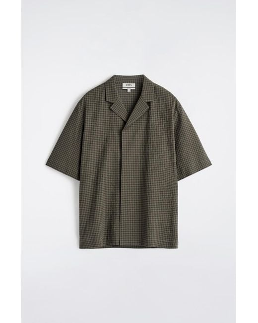 COS Gray Seersucker Resort Shirt for men