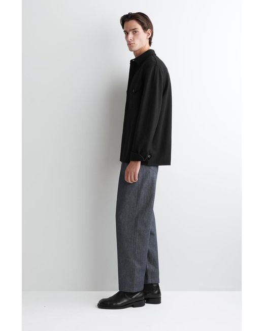 COS Black Relaxed Boiled-Wool Overshirt for men
