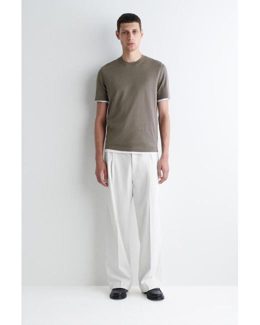 COS Gray Slim Knitted Silk T-Shirt for men