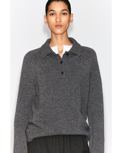 COS Gray Merino Wool Polo Shirt