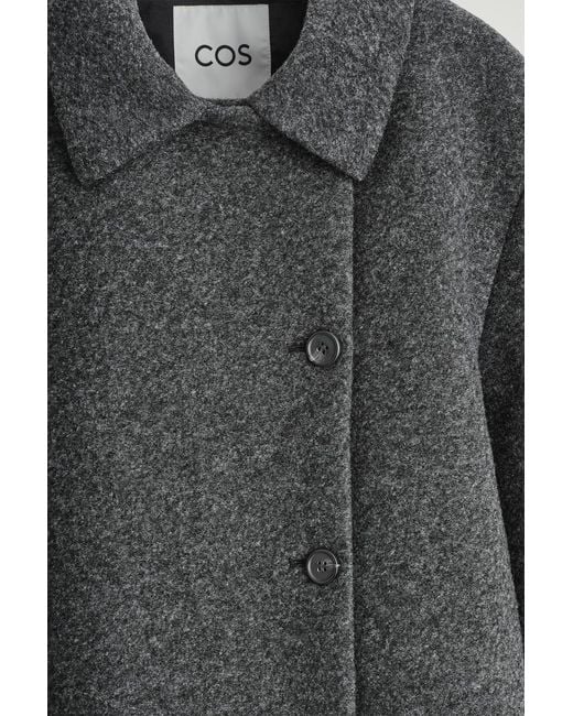COS Gray Boiled Wool-Blend Short Jacket