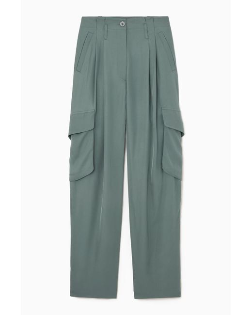 COS Green Paperbag Utility Trousers