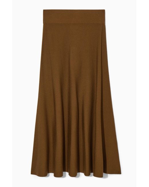 COS Brown Knitted Midi Skirt