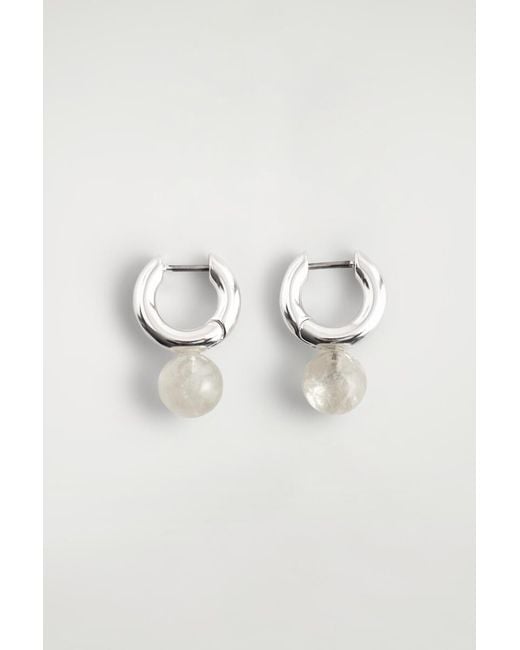 COS Multicolor Beaded Huggie Hoop Earrings