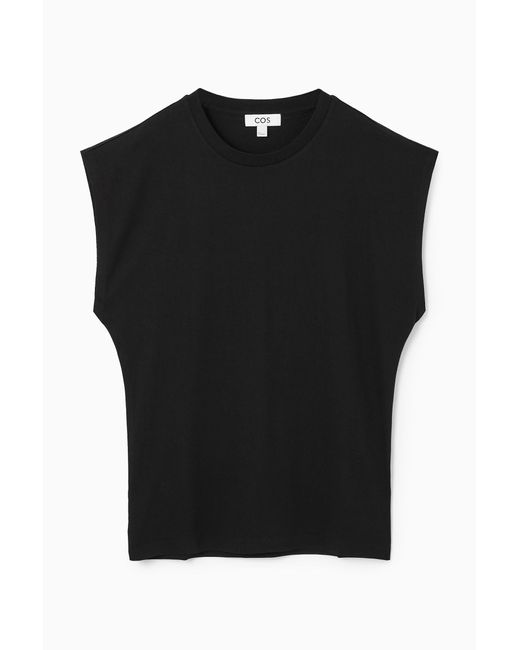 COS Black Waisted Cap-sleeve T-shirt