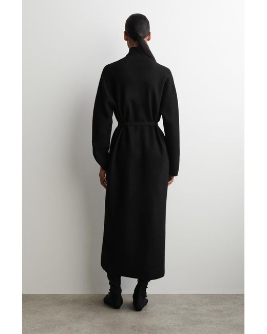 COS Black Boiled-Wool Mock-Neck Dress