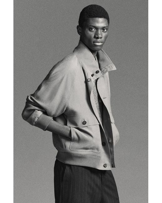 COS Green Funnel-Neck Twill Blouson Jacket for men