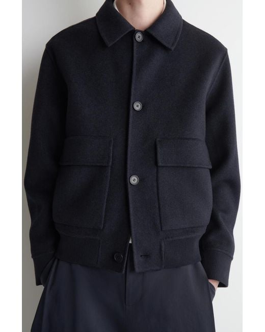 COS Blue Double-Faced Wool-Blend Bomber Jacket for men