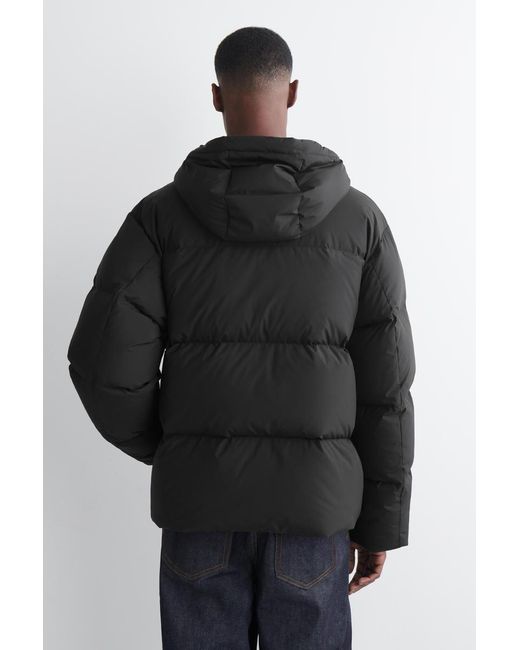 COS Black Hooded Down Puffer Jacket for men