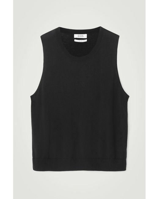 COS Black Relaxed Knitted Silk Vest for men