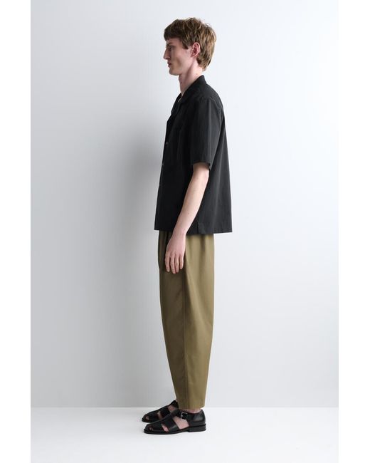 COS Blue Camp-Collar Cotton Shirt for men