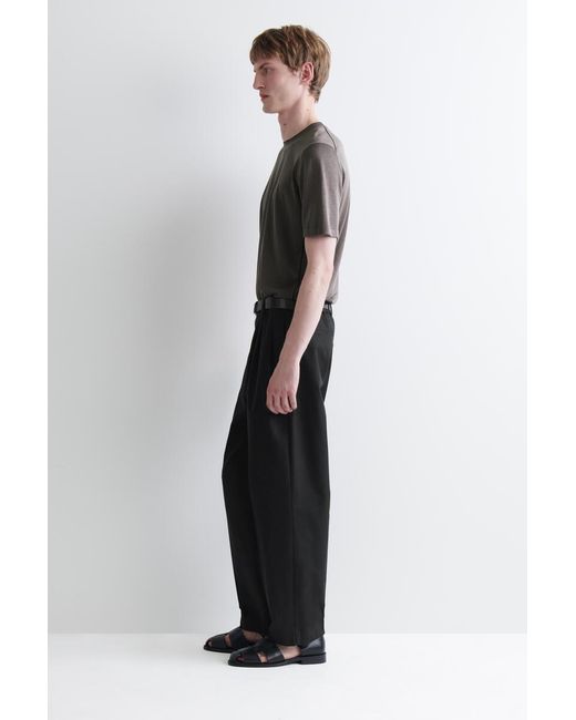 COS Gray Contrast-Tipped Silk-Cotton T-Shirt for men