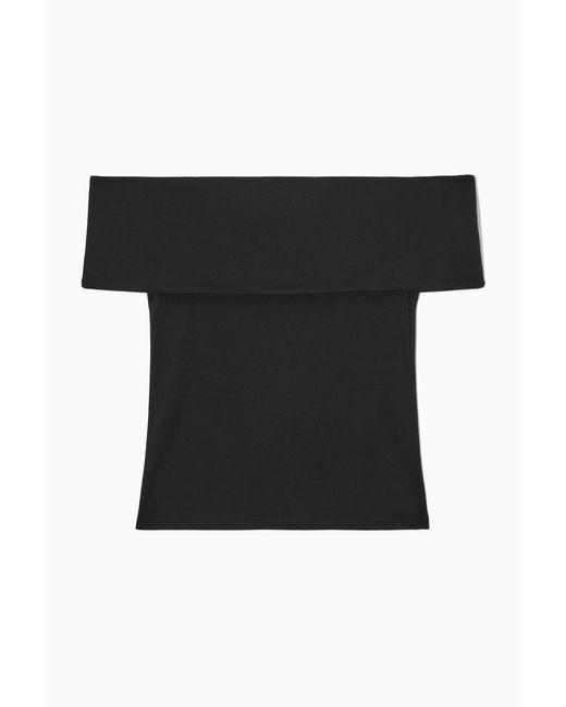 COS Black Off-the-shoulder Jersey Top