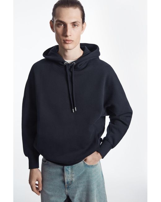 COS Blue Heavyweight Panelled Hoodie for men