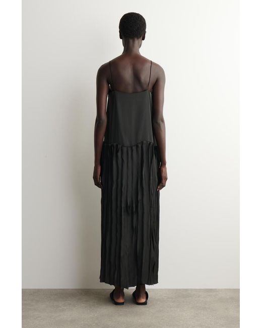 COS Black Appliquéd Panelled Midi Dress