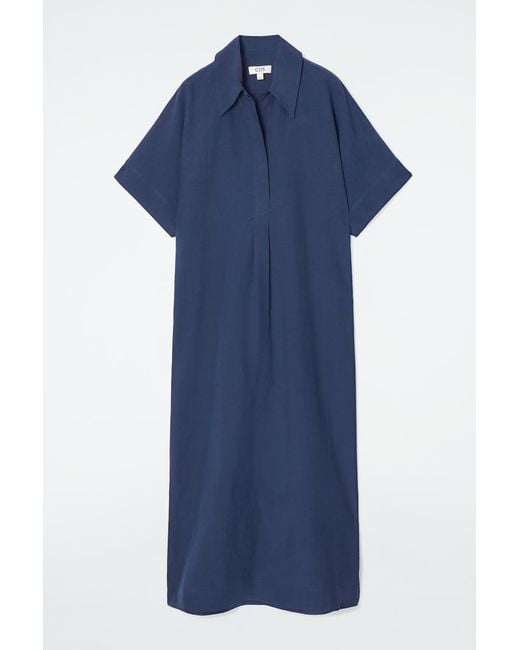 cos blue linen shirt dress COS Belted Linen Shirt Dress