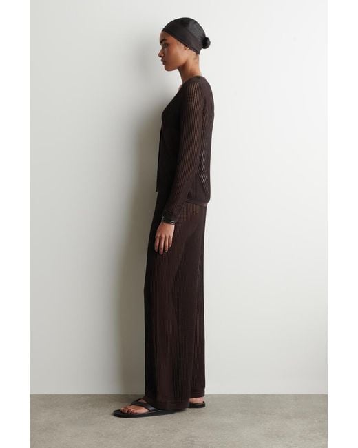 COS Black Ribbed Open-Knit Cardigan