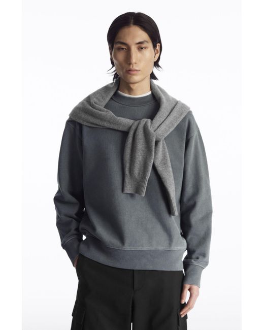 COS Gray Garment-dyed Mock-neck Sweatshirt for men