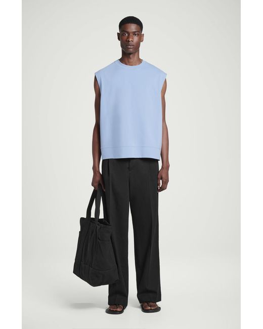 COS Blue Relaxed Cotton-Crepe Tank Top for men
