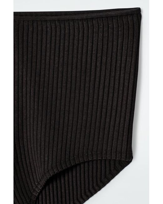 COS Black Rib-knit Silk Micro Shorts