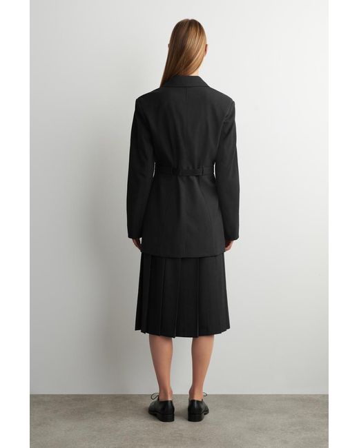 COS Black Belted Wool-Blend Blazer