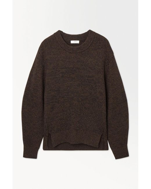COS Brown The Panelled Wool Jumper for men