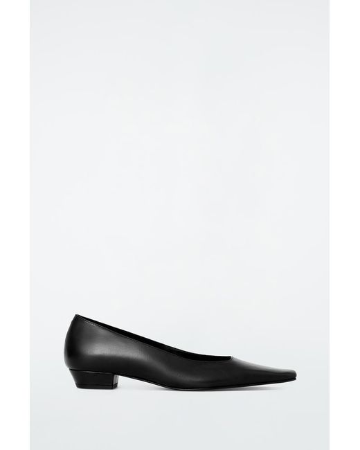 COS Black Square-Toe Leather Court Shoes