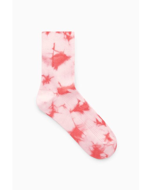 COS Pink Ribbed Tie-dye Socks for men