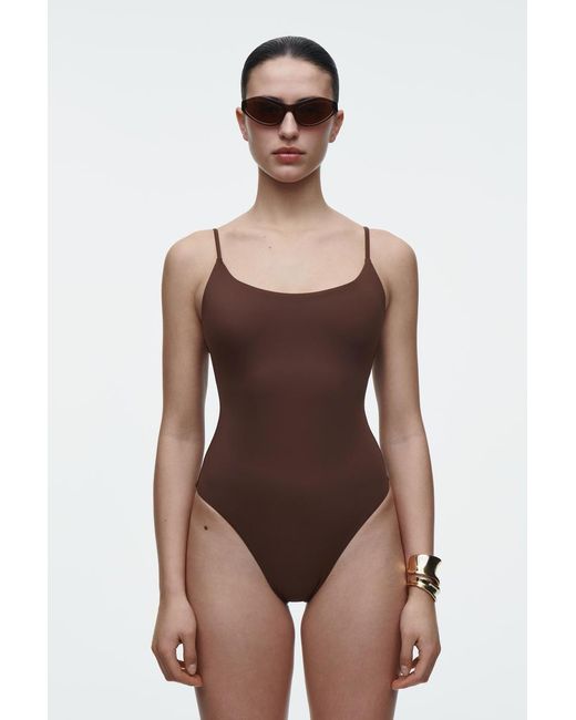 COS Brown Badeanzug Mit Tiefem Ausschnitt