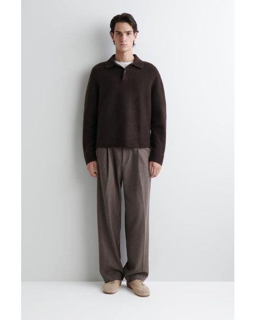 COS Black Brushed-Wool Polo Shirt for men