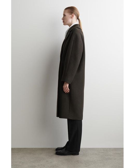 COS Black Oversized Double-Breasted Wool Long Coat