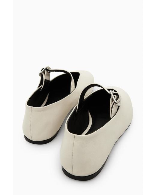 COS White Buckled Ballet Flats
