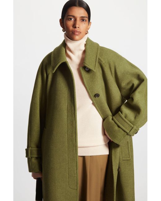 COS Wool-blend Tailored Coat in Green 