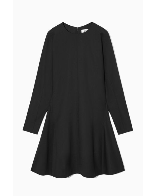 COS Black Sculpted Wool-blend Mini Dress