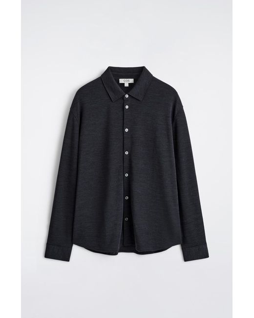 COS Black Wool-Blend Jersey Shirt for men
